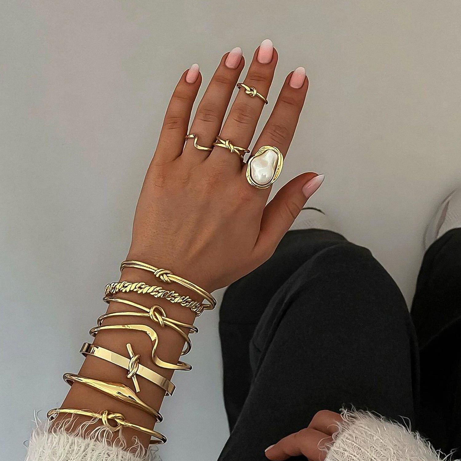 Stainless steel Baroque pearl ring