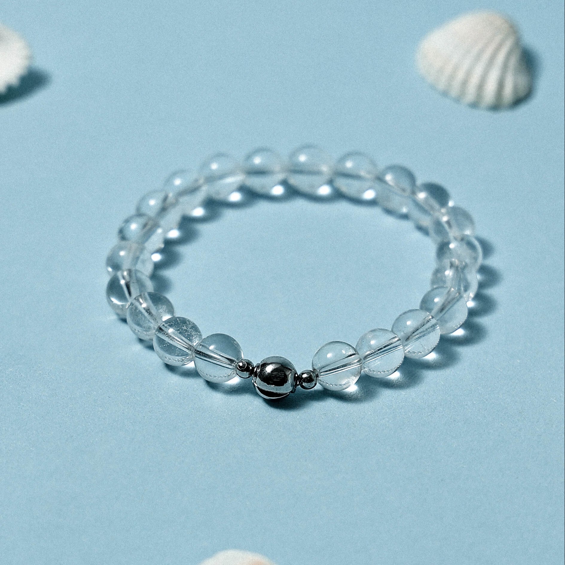 Magnetic Clasp Clear Quartz Bracelet