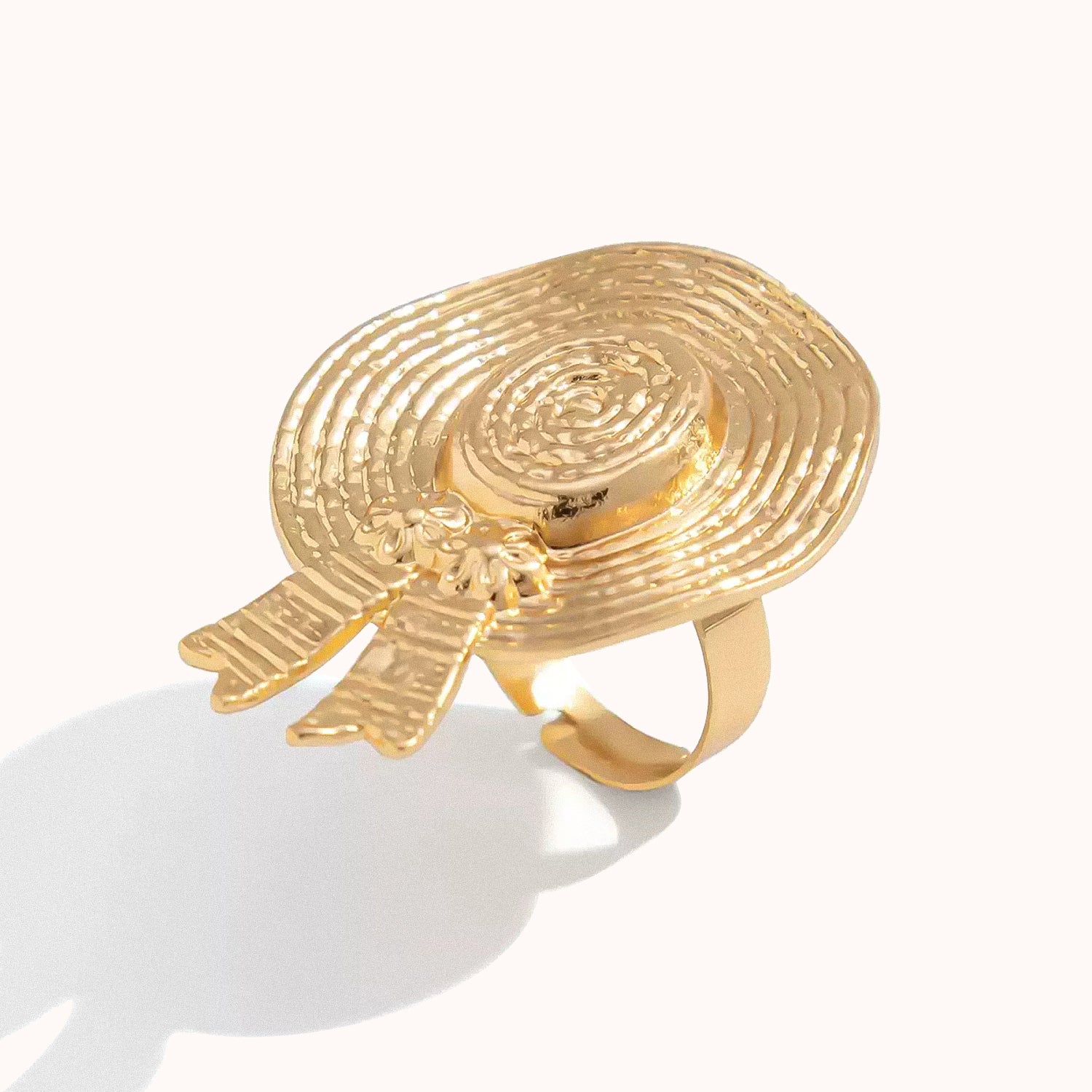 Stainless steel straw hat-shaped ring