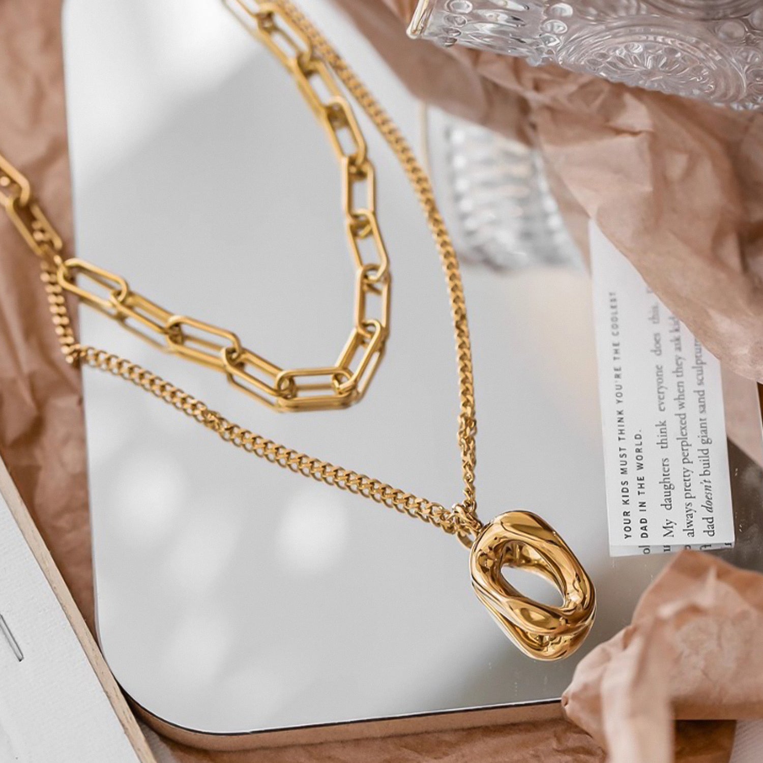 Double-layer thickened chain long necklace