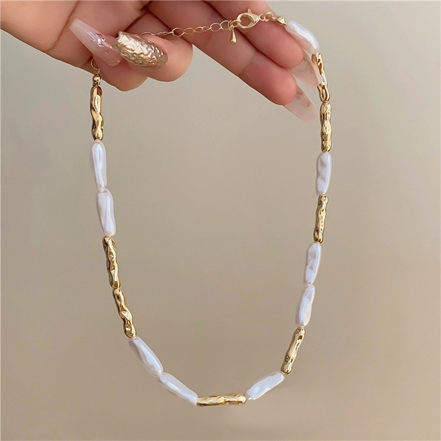 French vintage Baroque irregular pearl necklace