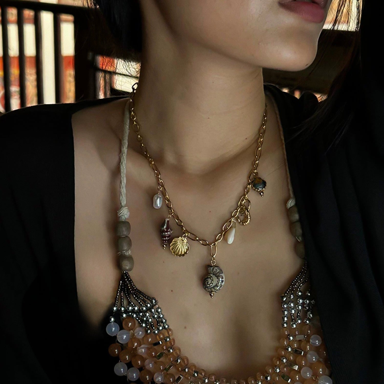 American vintage ocean element necklace