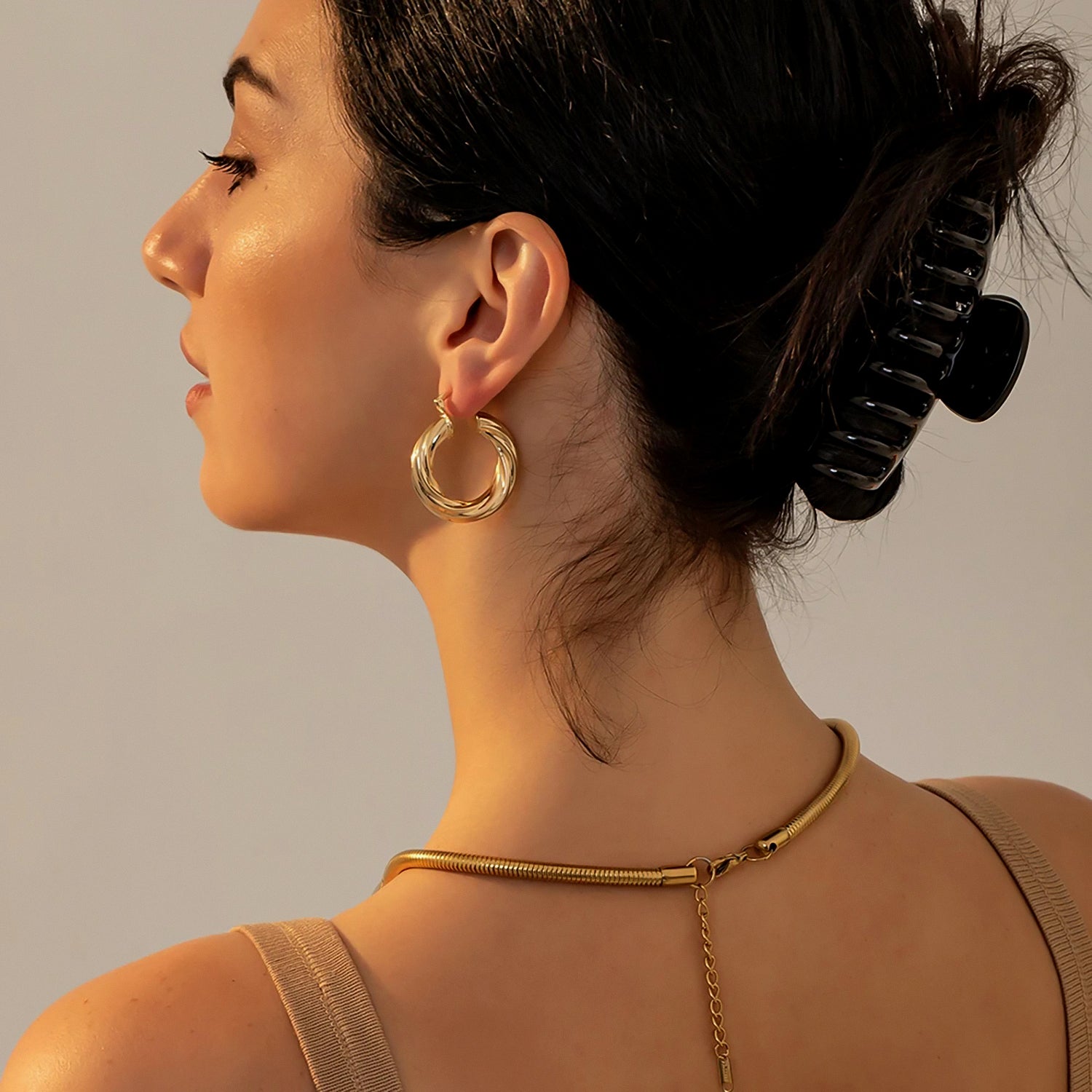 Golden Twist Hoops