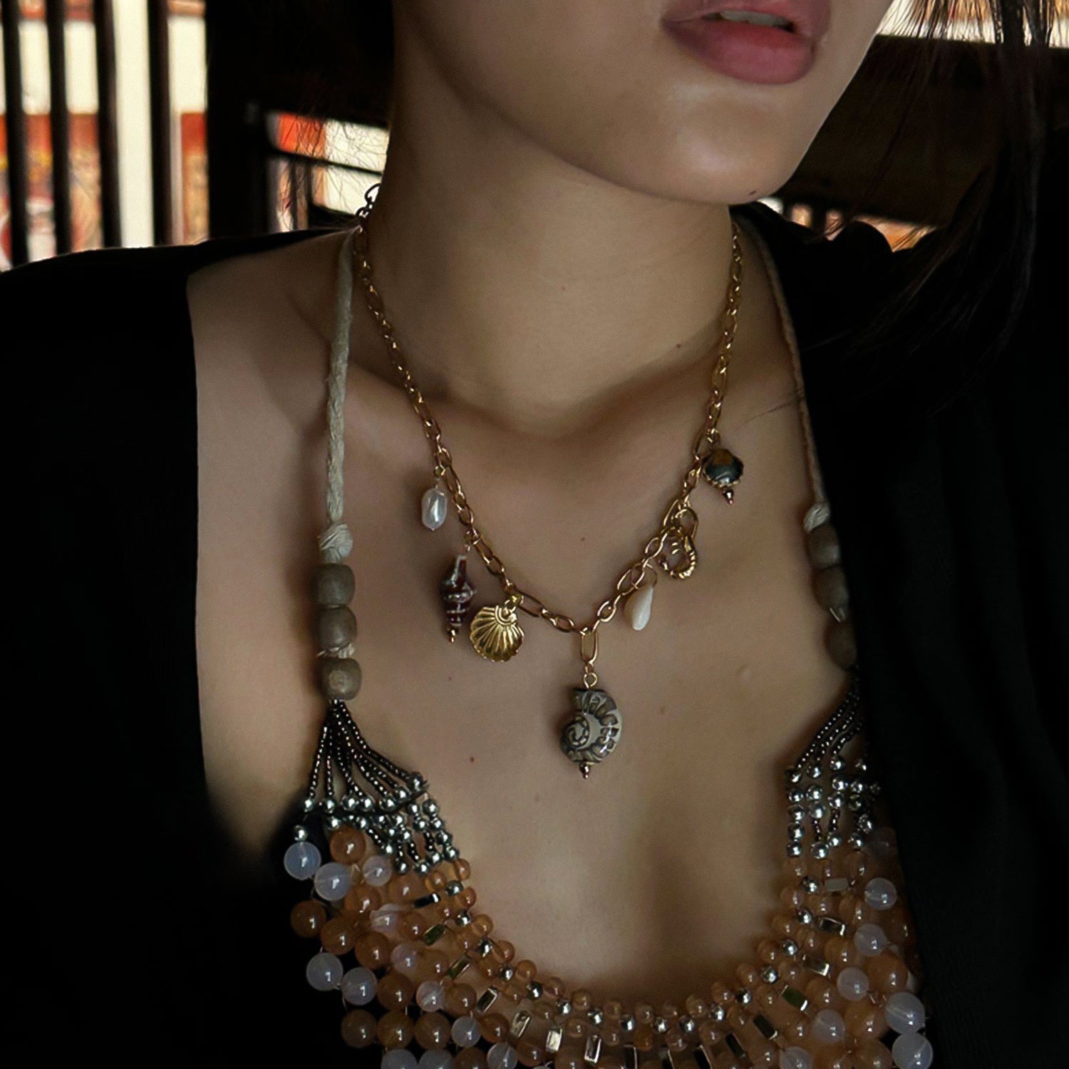 American vintage ocean element necklace