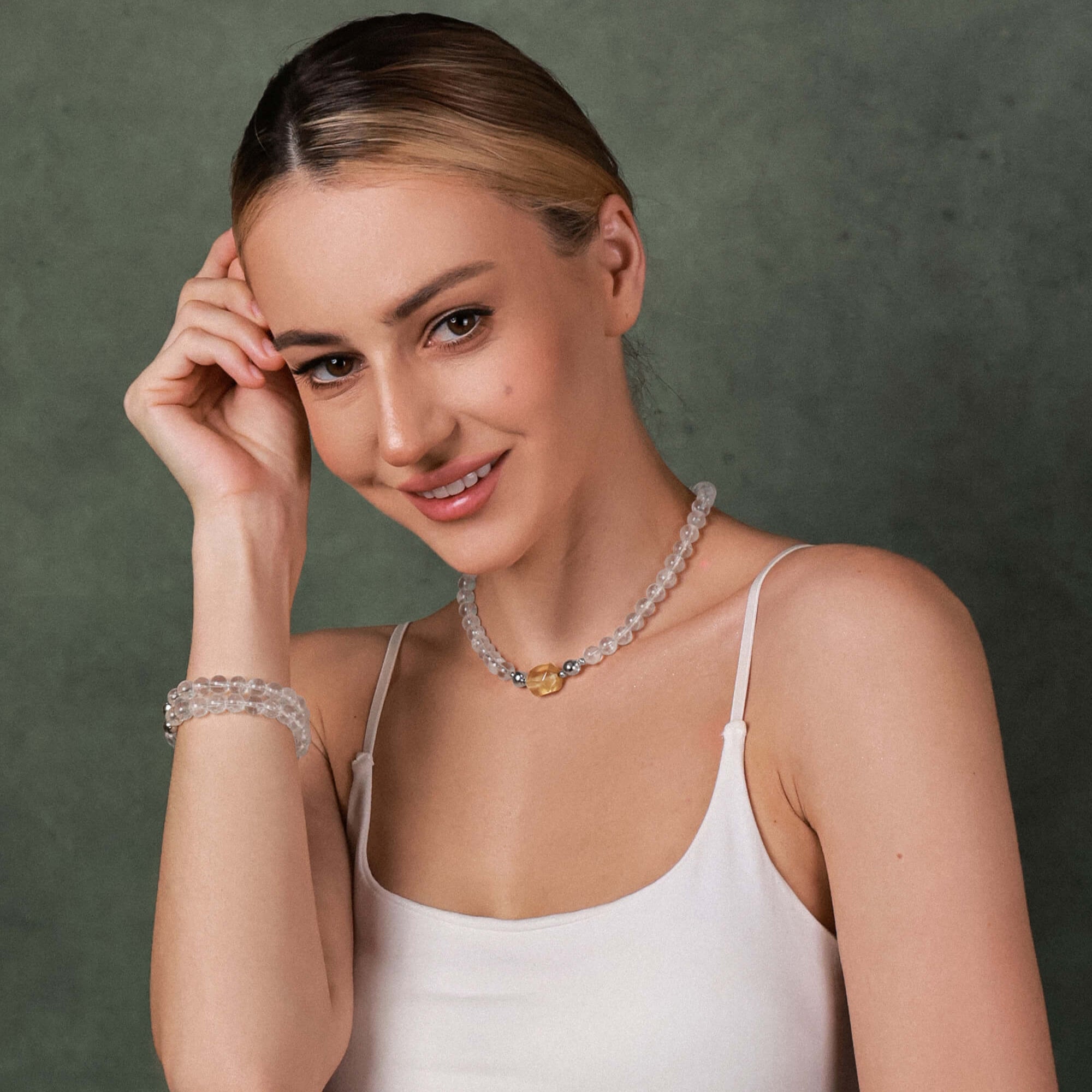 Magnetic Clasp Clear Quartz Necklace