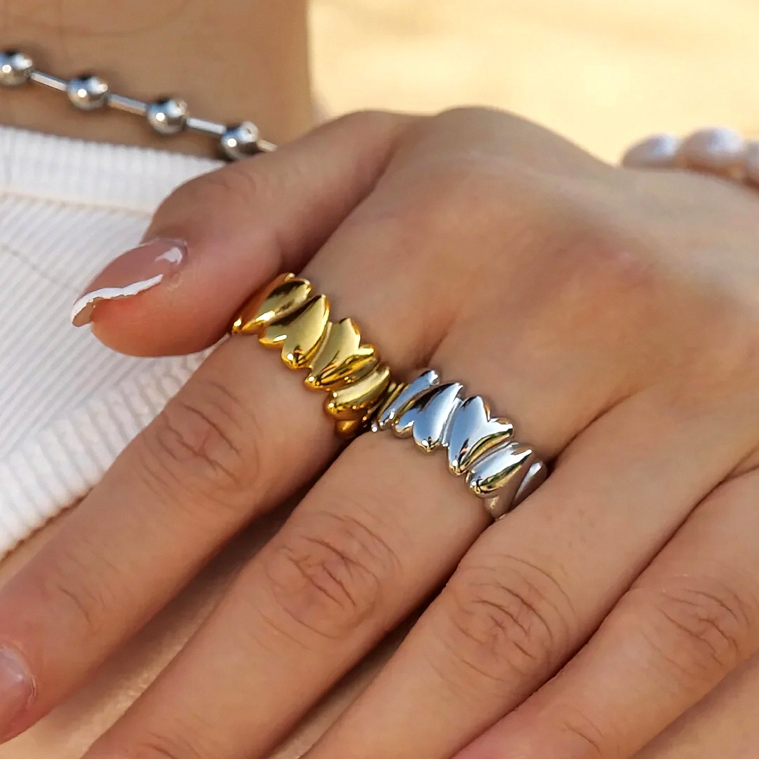 Golden Heartwave Ring