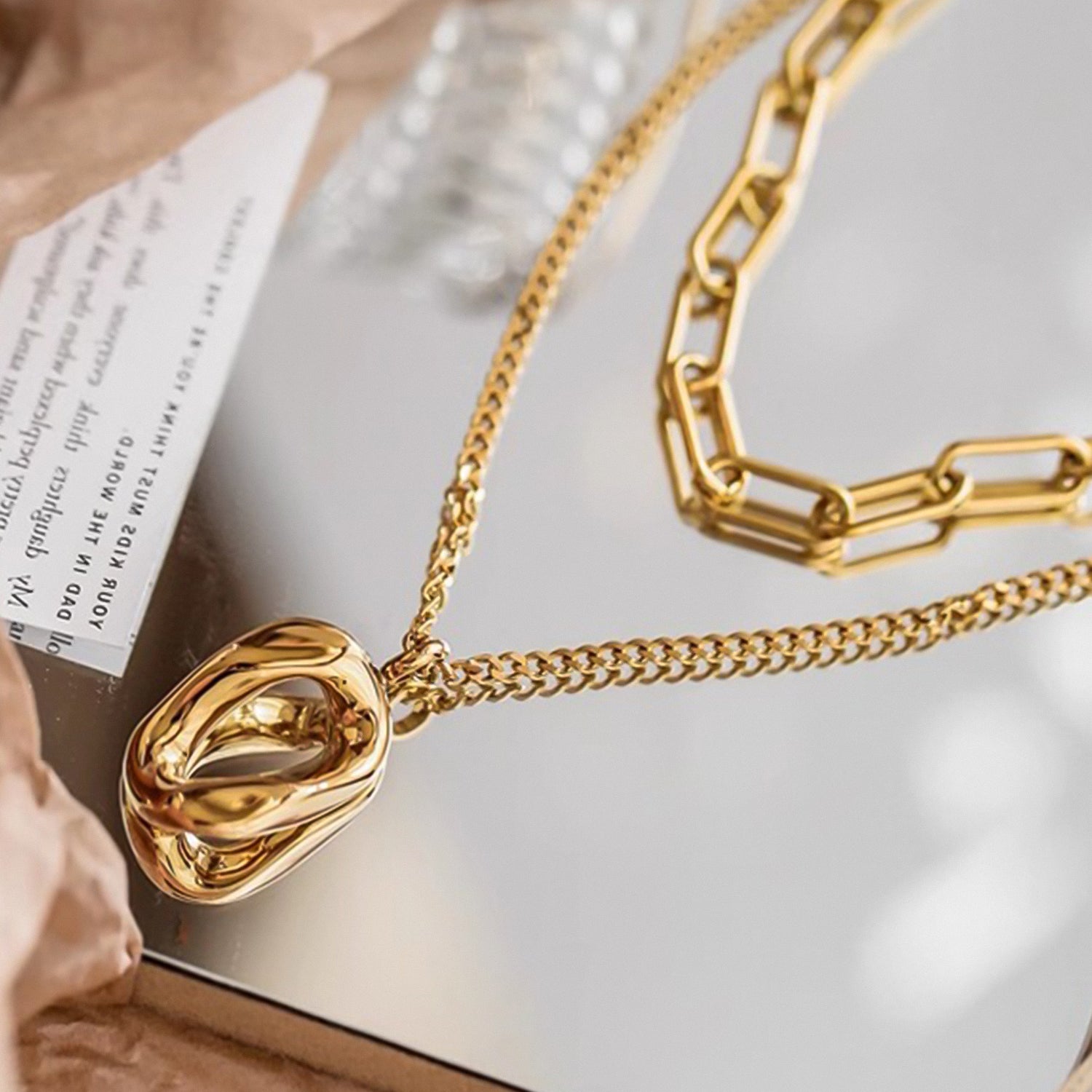 Double-layer thickened chain long necklace