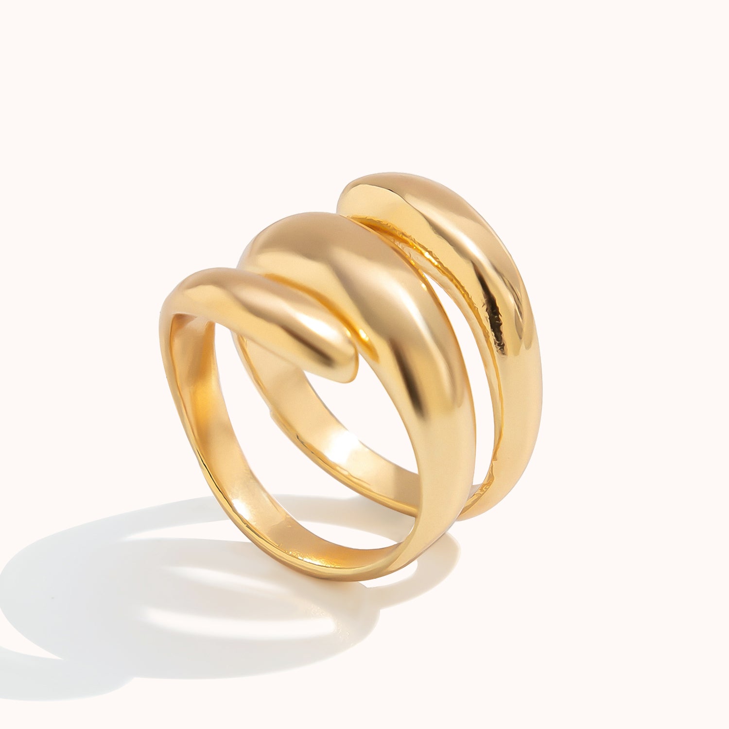 Stainless steel geometric wraparound ring