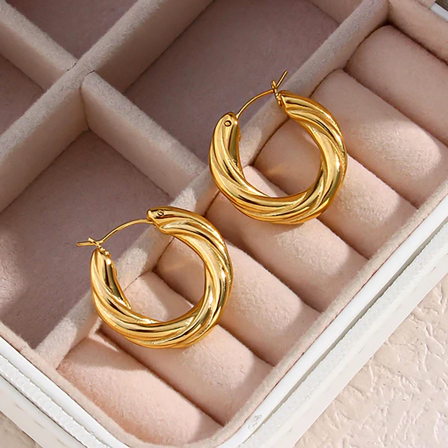 Golden Twist Hoops