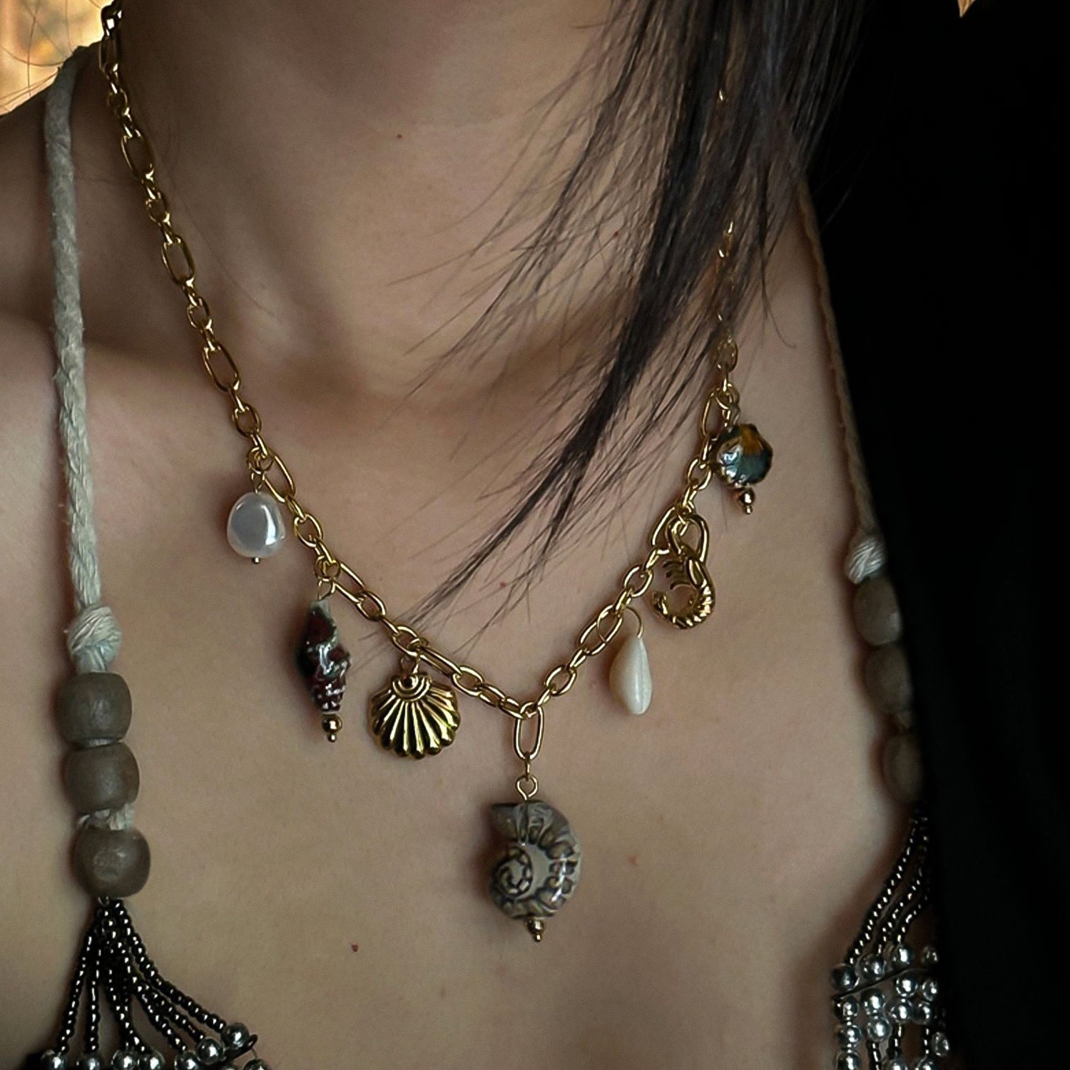 American vintage ocean element necklace