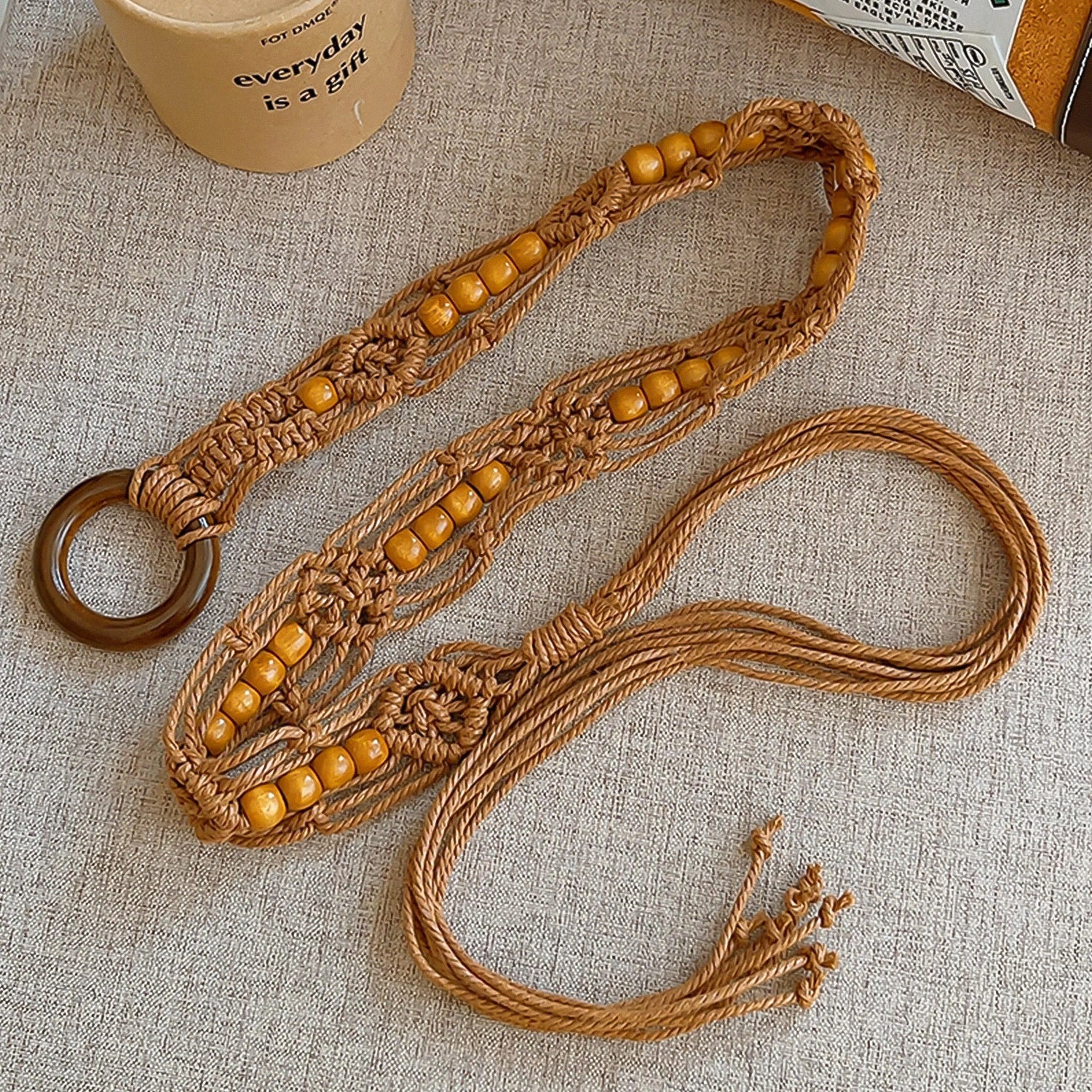 Bohemian-style brown woven belt