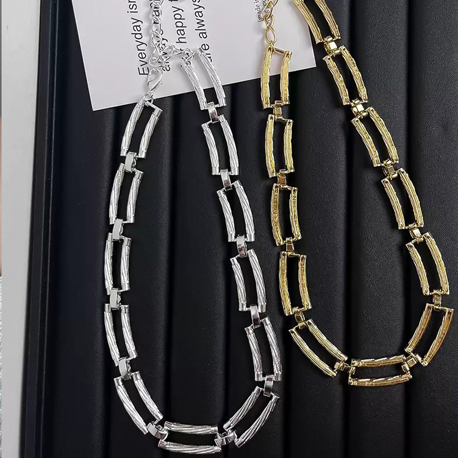 Vintage geometric checkered necklace