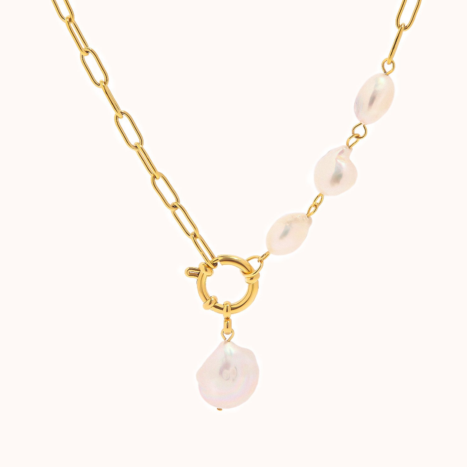 French-style stainless steel Baroque pendant necklace