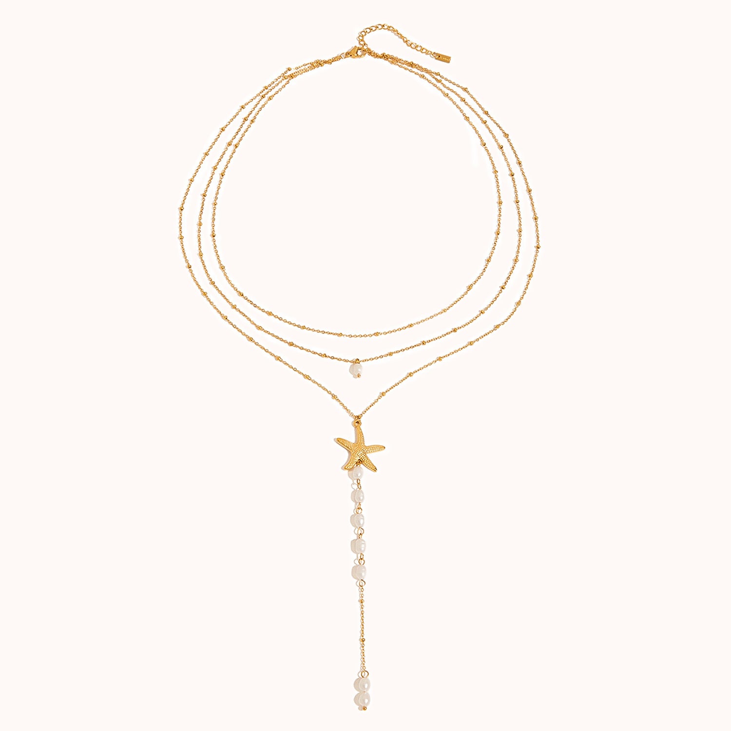 Stainless steel freshwater pearl starfish necklace
