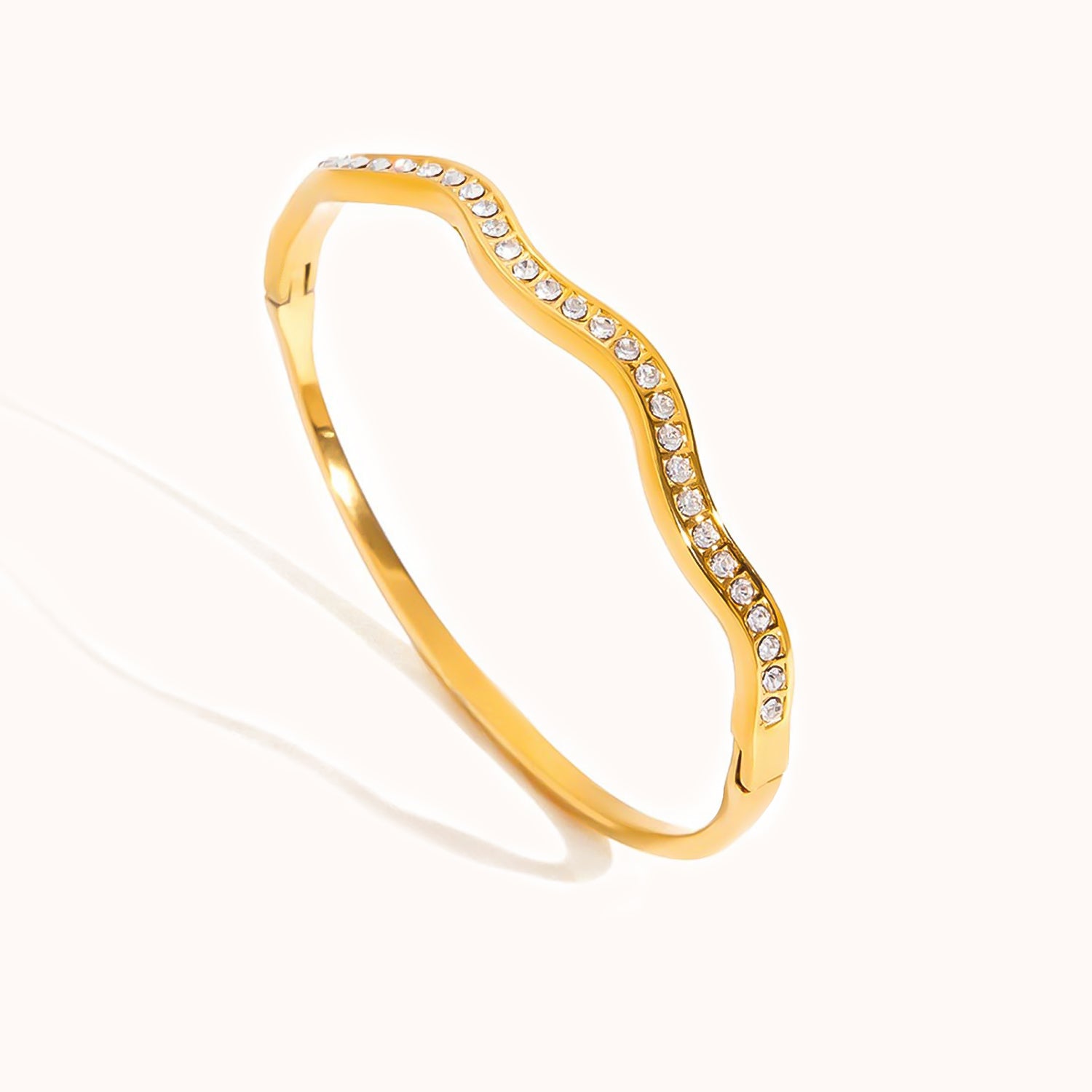 Fine stainless steel bracelet inlaid with zircon wavy shape