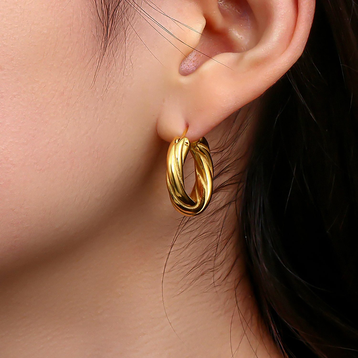 Golden Twist Hoops