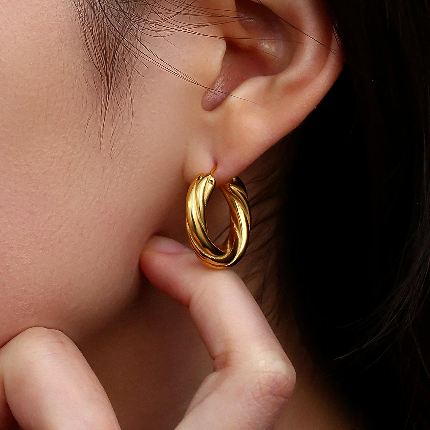 Golden Twist Hoops