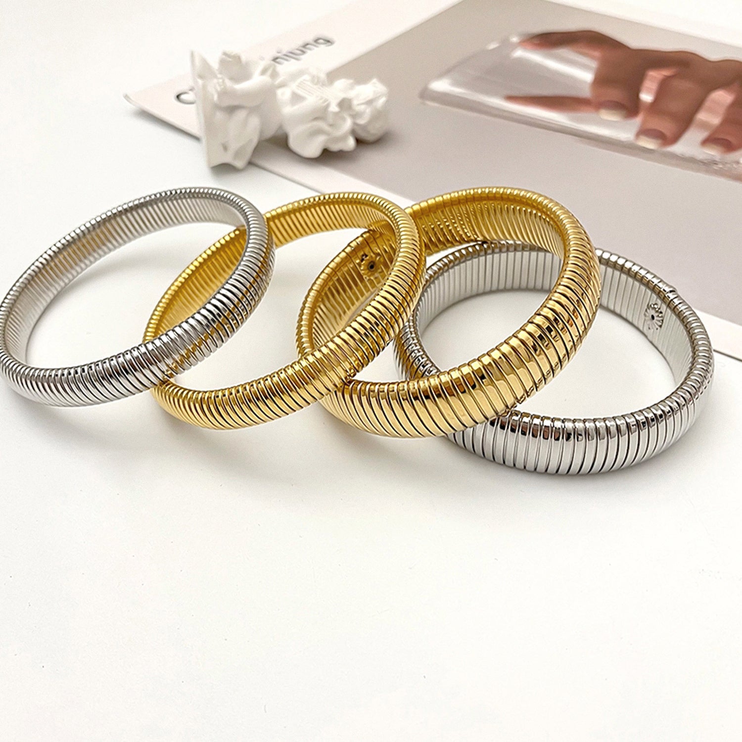 Vintage titanium steel snake bone elastic bracelet