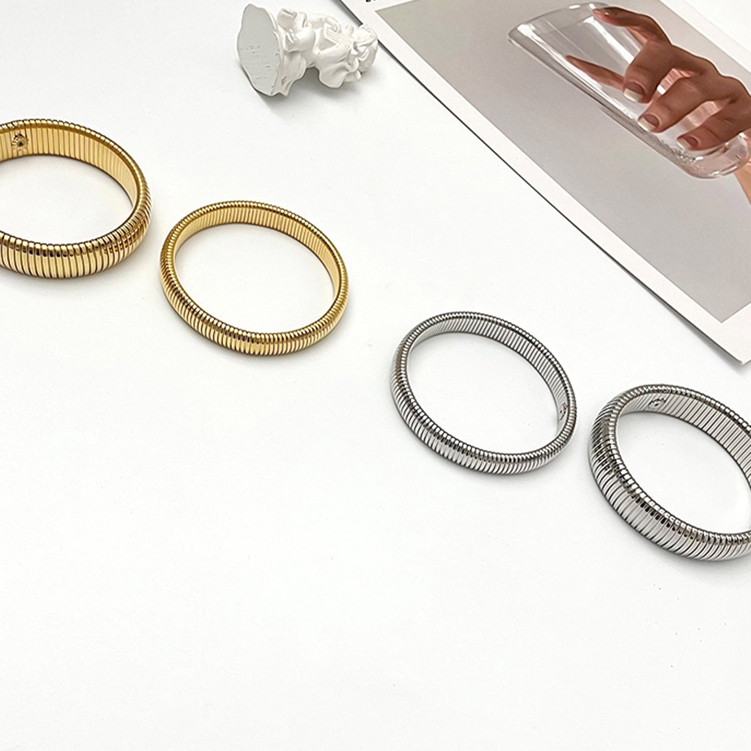 Vintage titanium steel snake bone elastic bracelet