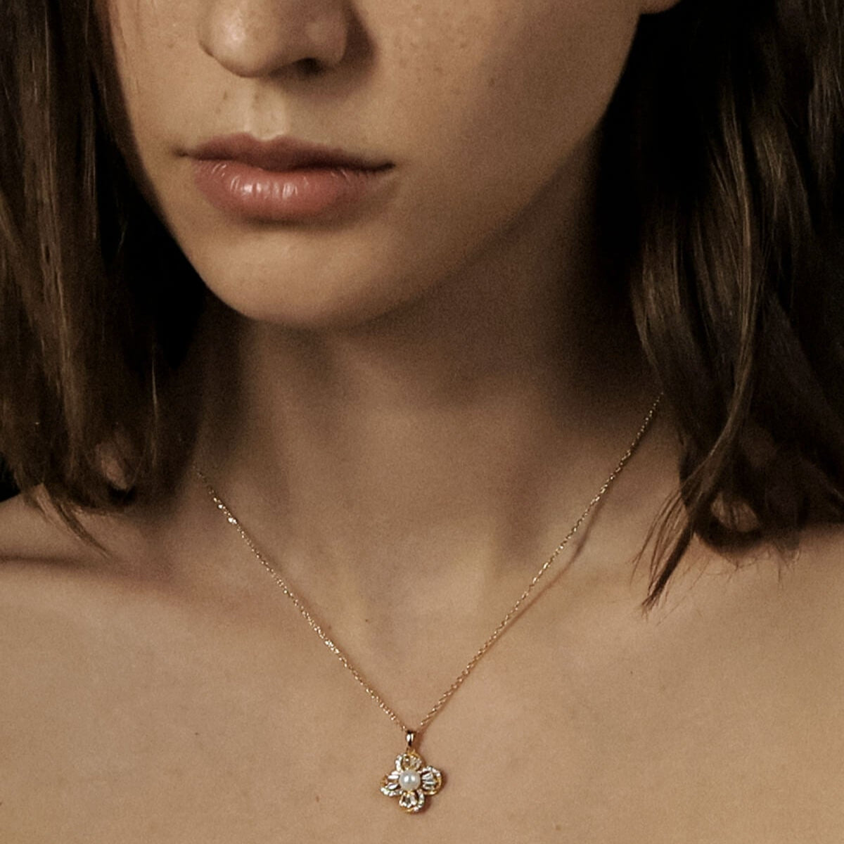 Floral Brooch Necklace