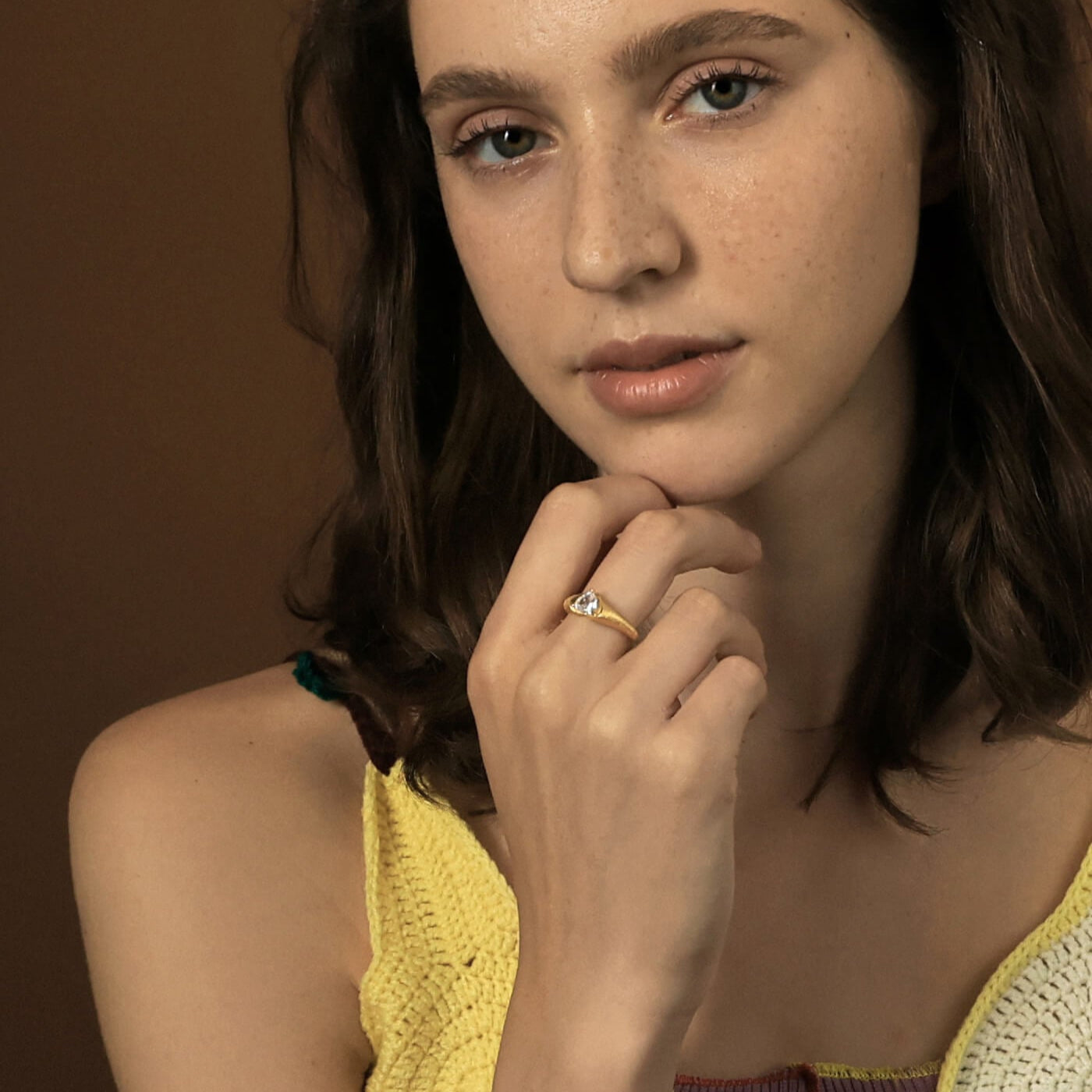 Luminous Heart Gold Ring