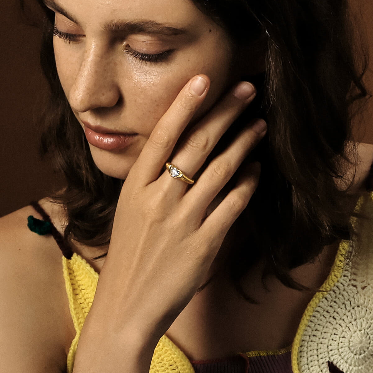 Luminous Heart Gold Ring