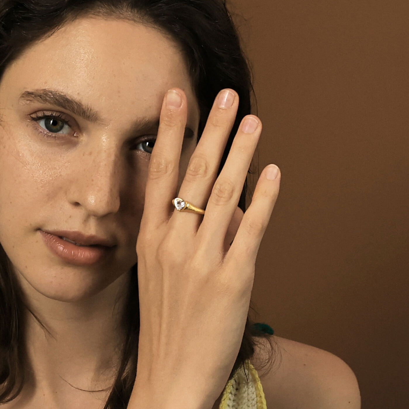 Luminous Heart Gold Ring