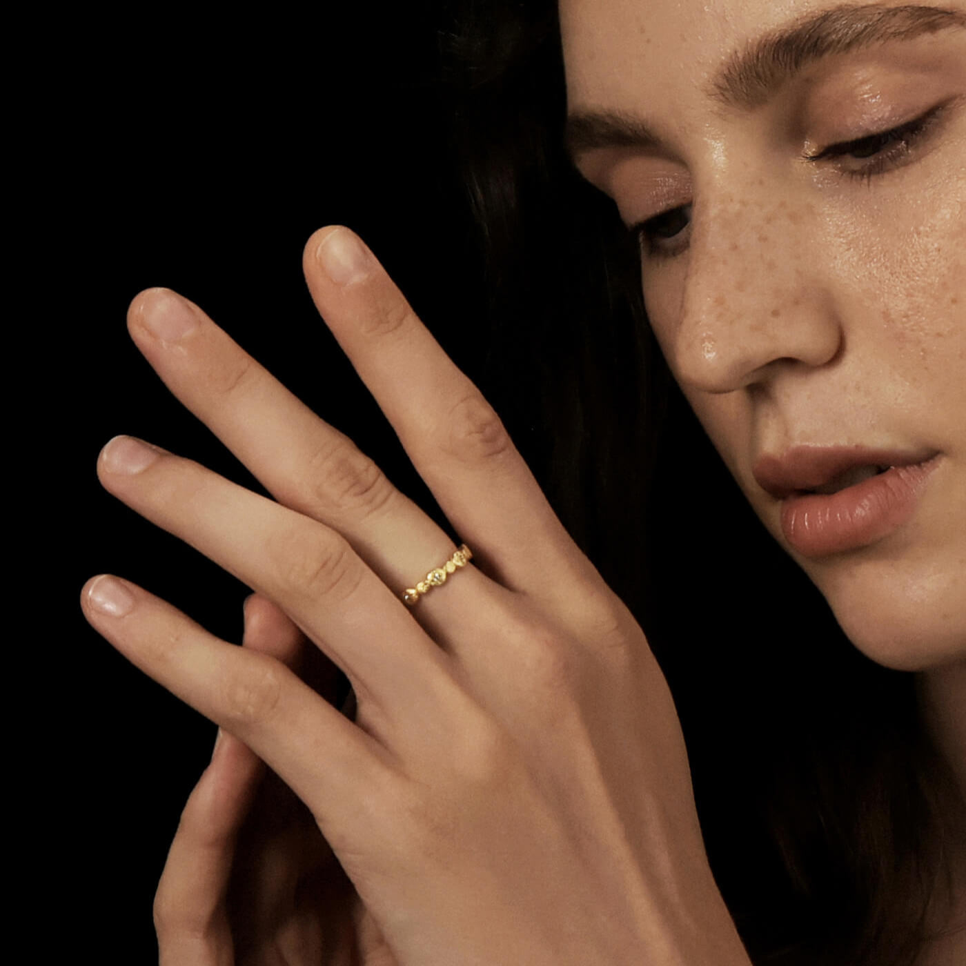 Golden Clover Sparkle Ring