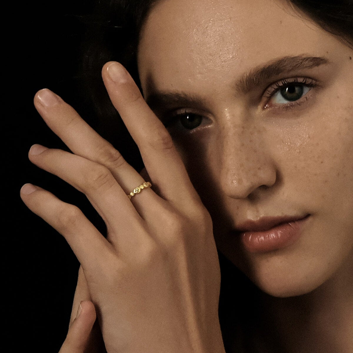 Golden Clover Sparkle Ring