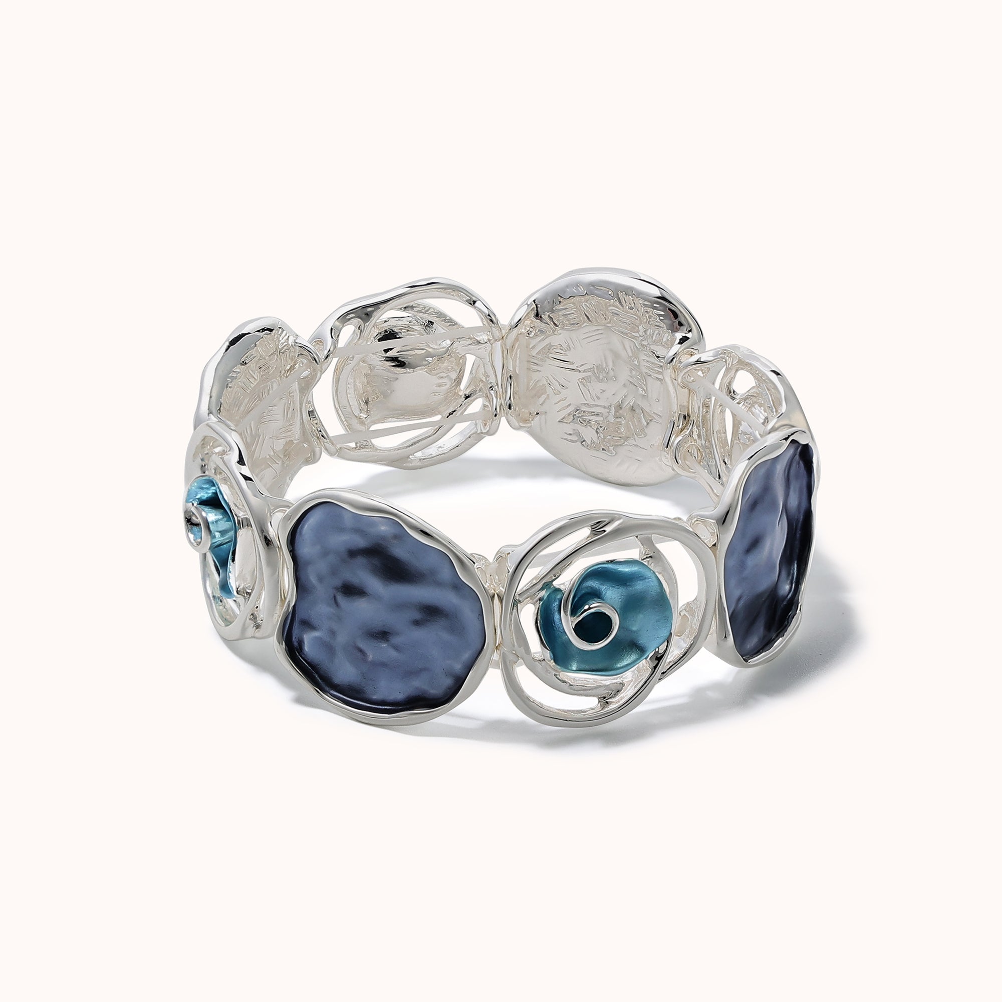 Oil painting style irregular blue drip glaze elastic bracelet