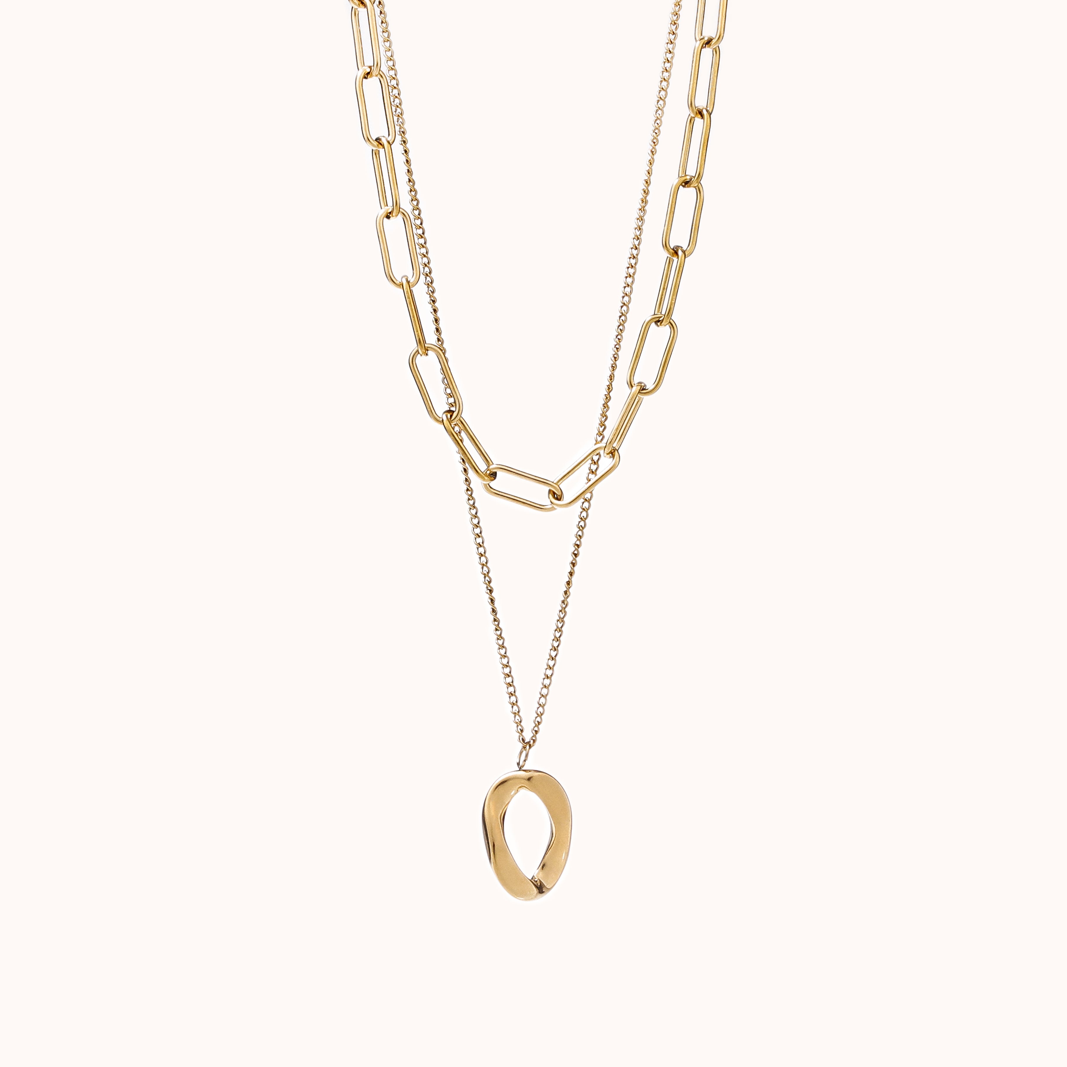 Double-layer thickened chain long necklace