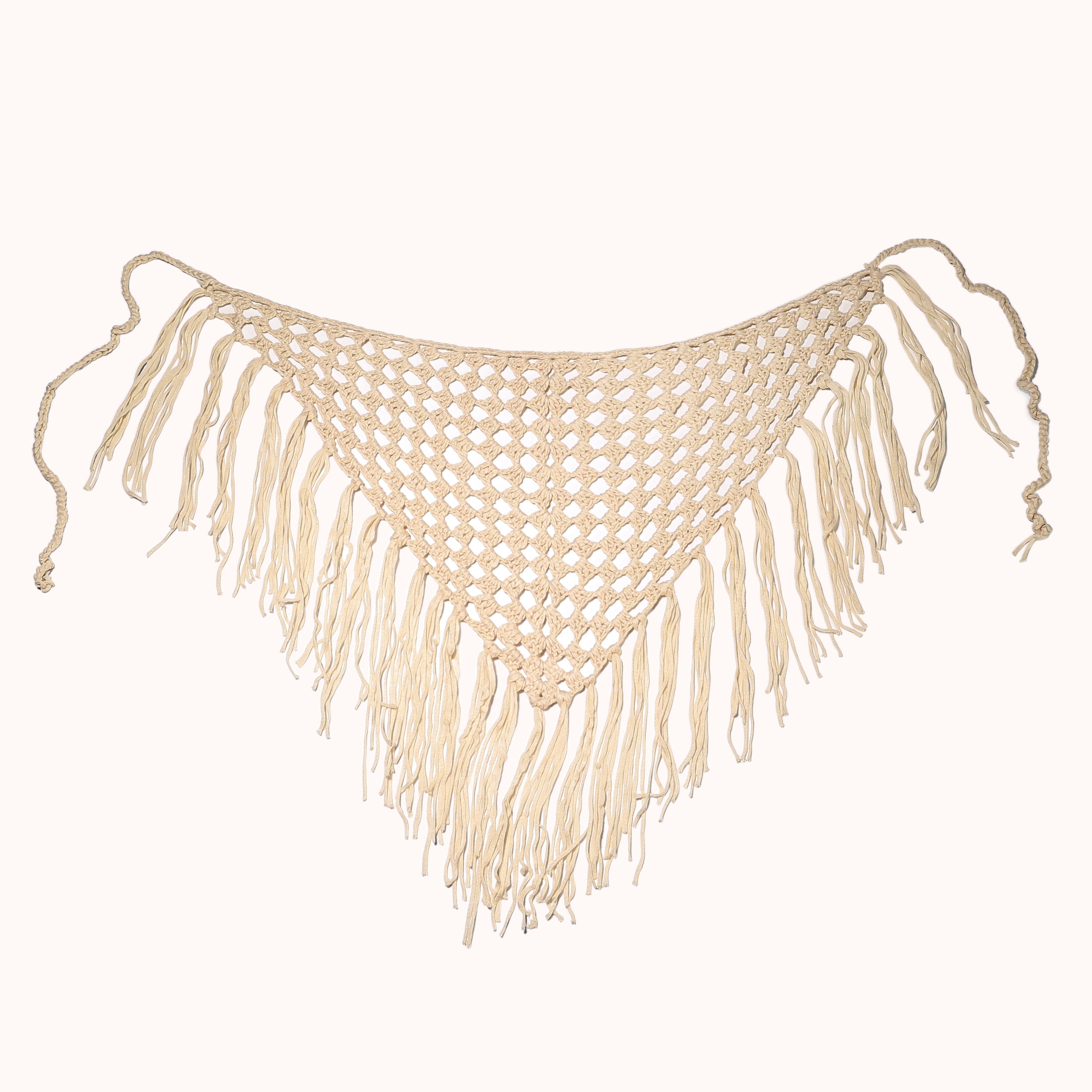 Hand-crocheted with a layered tassel triangular scarf pant curtain