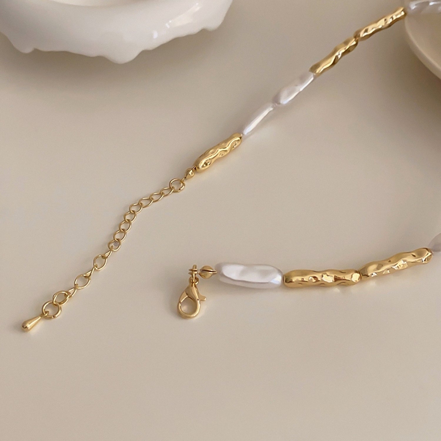 French vintage Baroque irregular pearl necklace