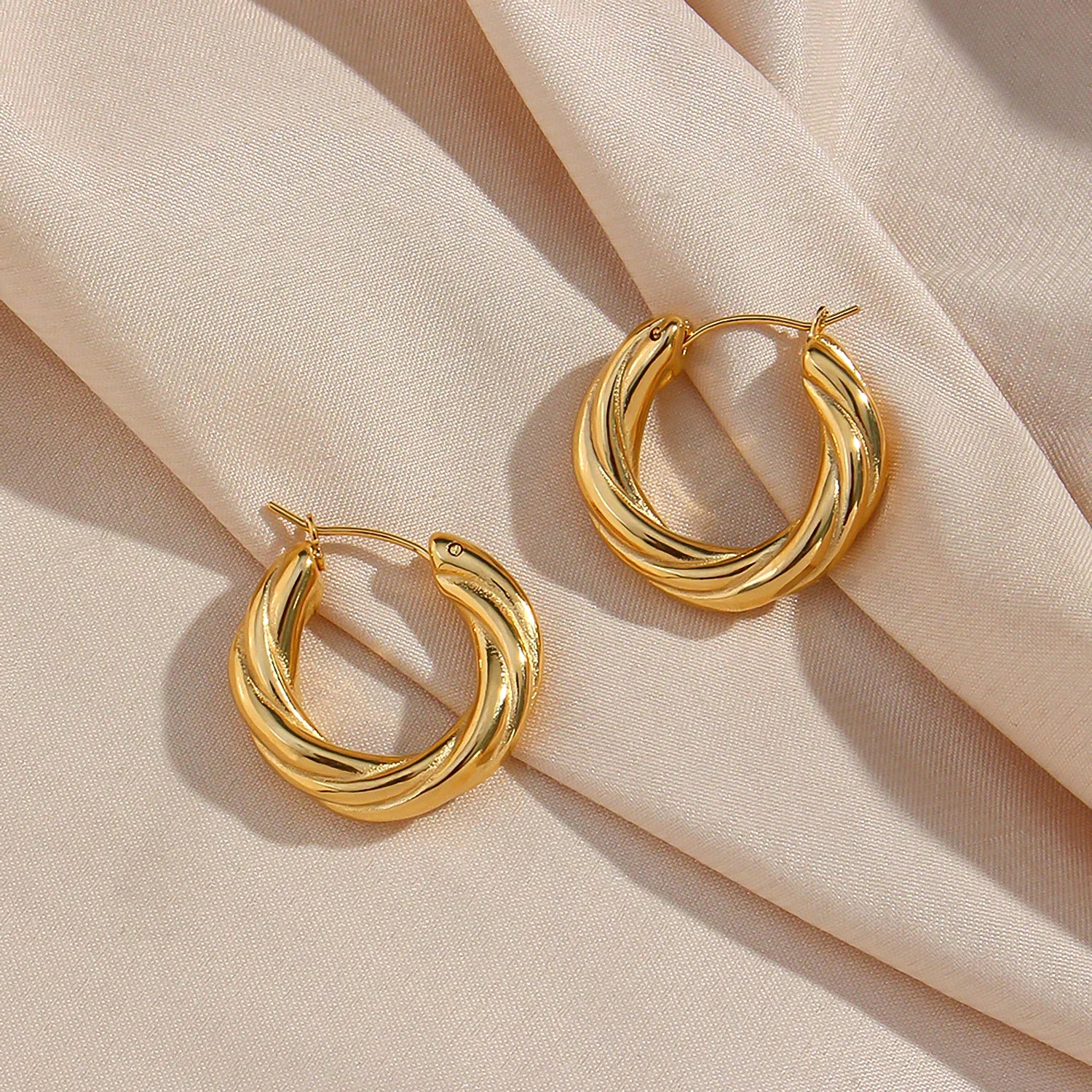 Golden Twist Hoops