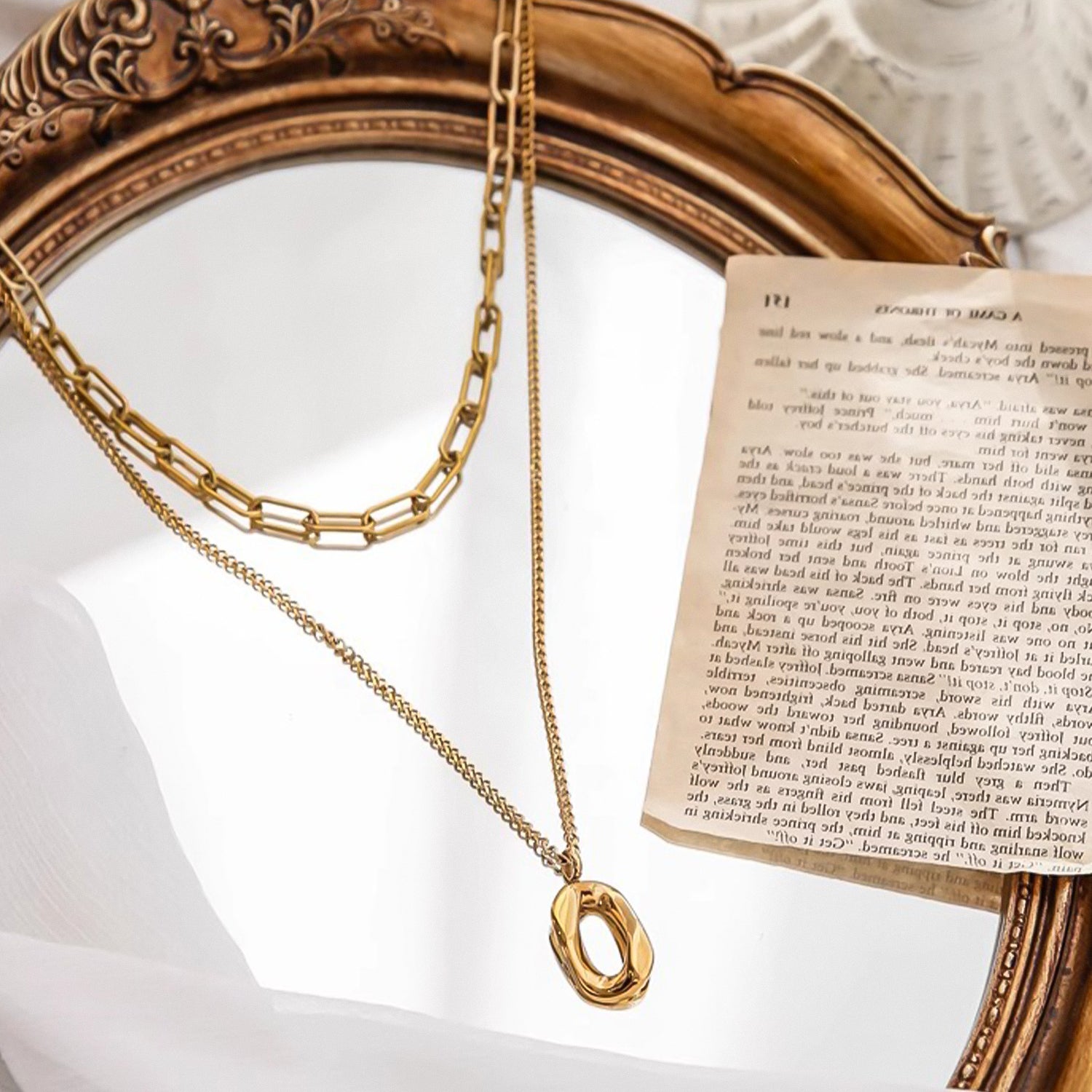 Double-layer thickened chain long necklace