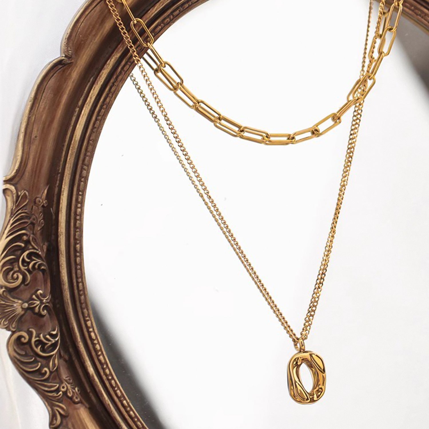 Double-layer thickened chain long necklace