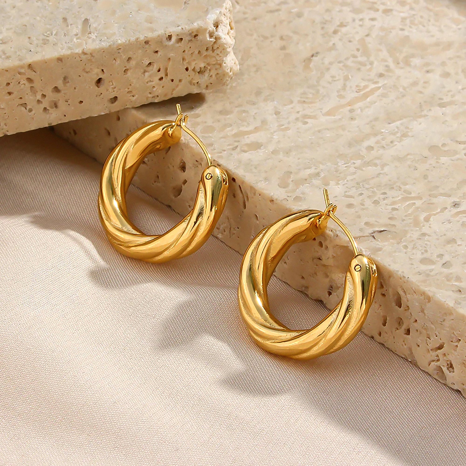Golden Twist Hoops