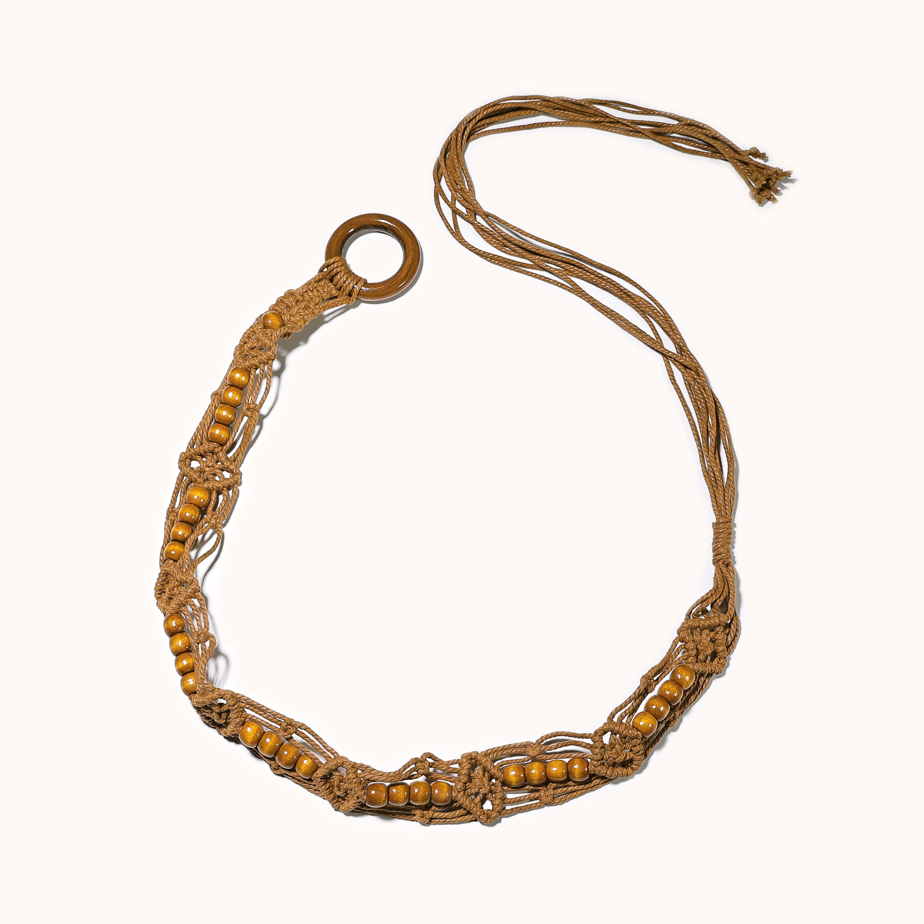 Bohemian-style brown woven belt