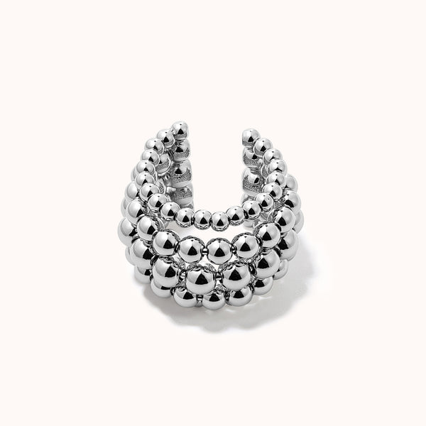 Multi-layered round bead open ring
