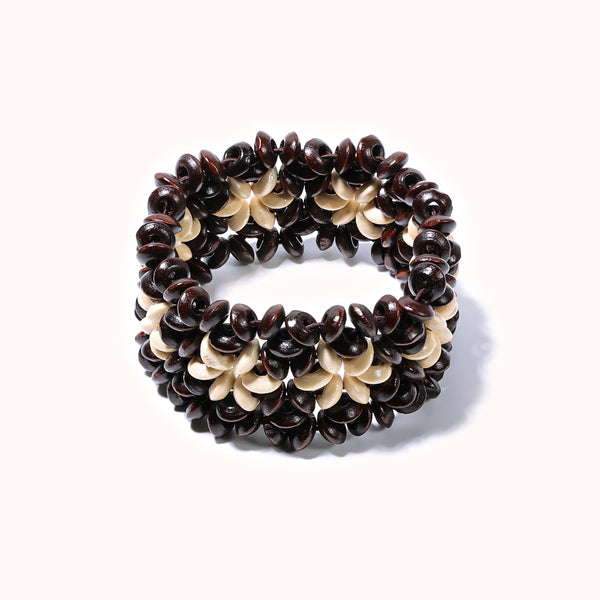 Bohemian-style round coconut shell beaded elastic bracelet