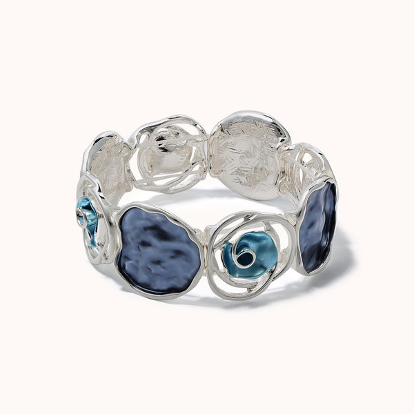 Oil painting style irregular blue drip glaze elastic bracelet