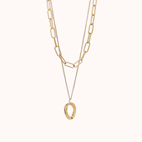 Double-layer thickened chain long necklace