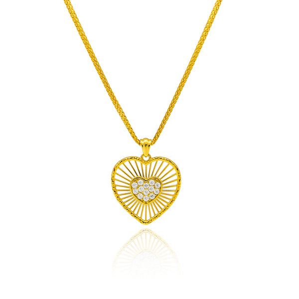 Italian Style Fashion Brushed Crafted Love Heart Slim Pendant Necklace