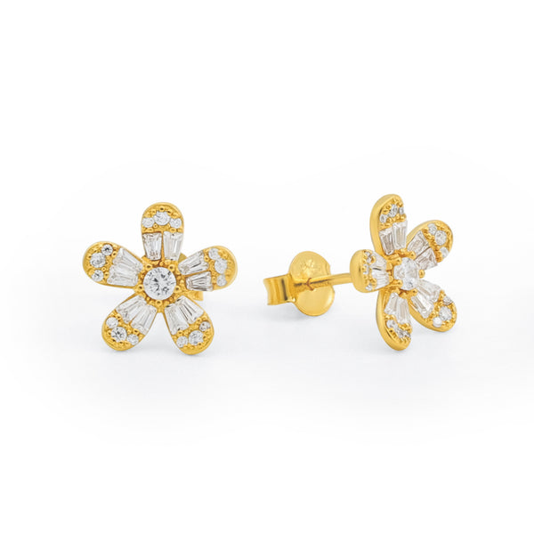 Fashionable Flower Bone 18k Gold-Plated Earrings